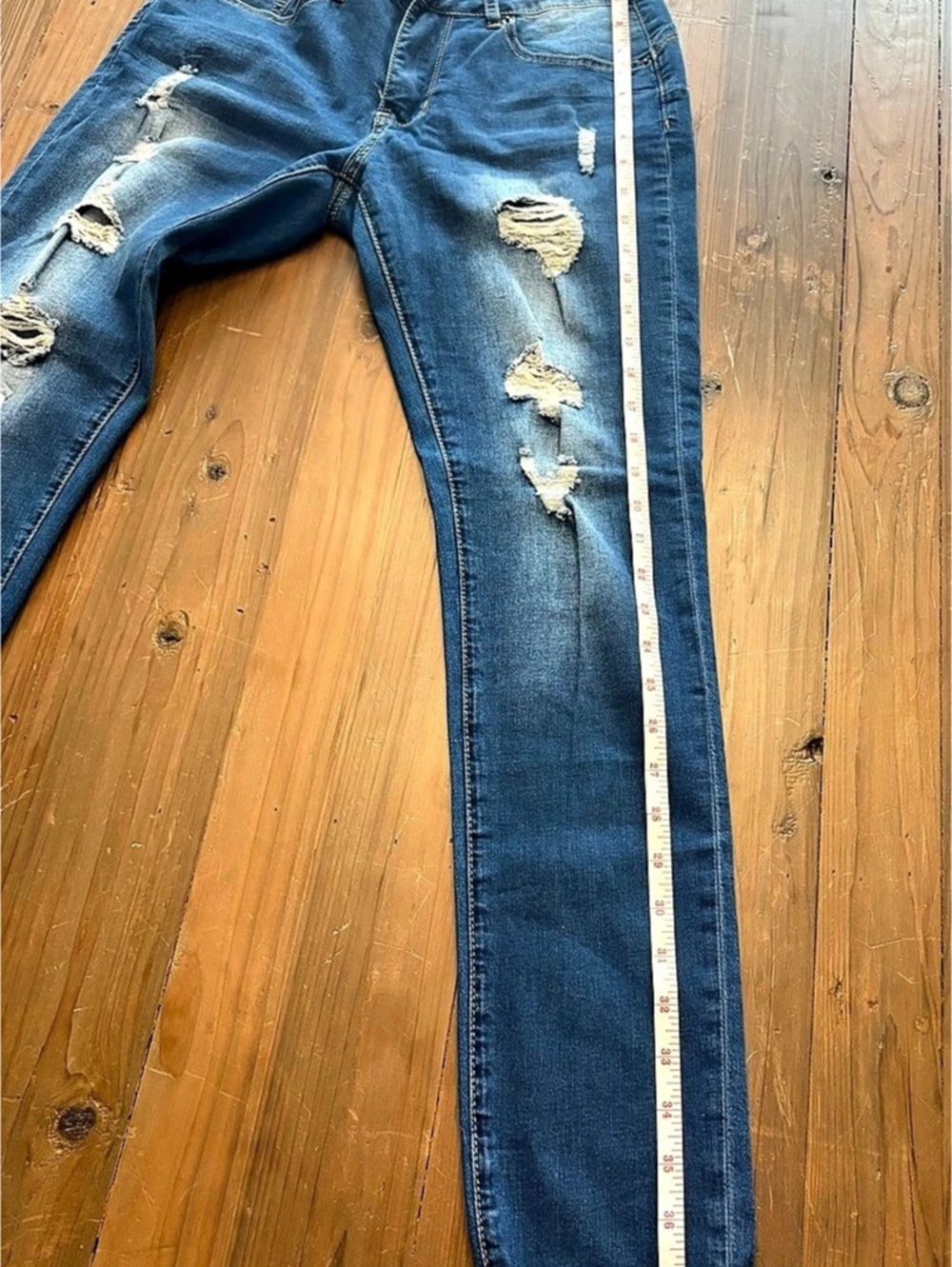 Unbranded Distressed Skinny Jeans Medium Wash Cuffed Size S - Picture 8 of 8